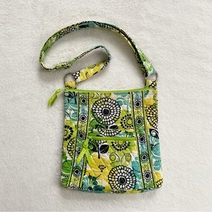 Vera Bradley Limes Up Hipster Crossbody Bag Quilted Cotton Green Yellow
